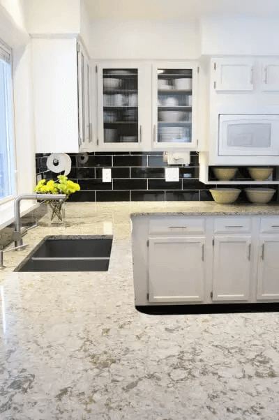 The kitchen countertop with good structure in home at Littleton, CO