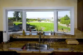 Modern Kitchen with beautiful window view 