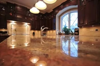 The Modern Kitchen with polished granite floor at Littleton, CO