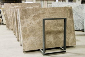 The modern limestone countertop in warehouse at Littleton, CO
