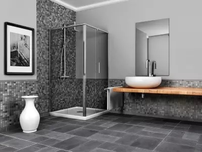 Bathroom with grey marble