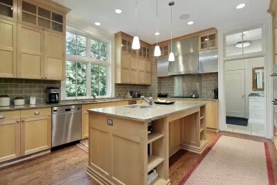 Kitchen with brown granite