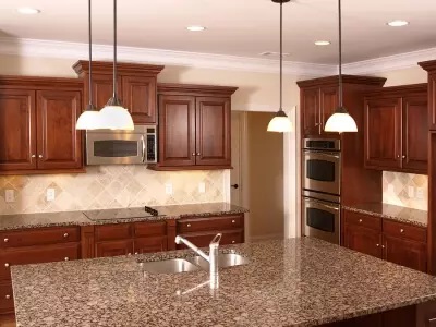 Kitchen with dark brown granite 
