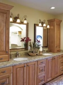 Bathroom sink with mirrors