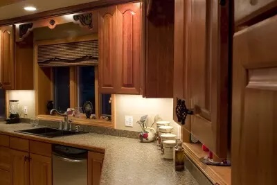 Modern Kitchen with granite tops and wooden furniture