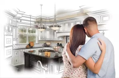 Couple having a feel of modern Kitchen 