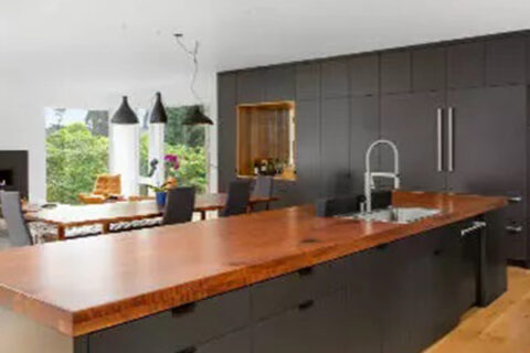 modern brown and black finished kitchen