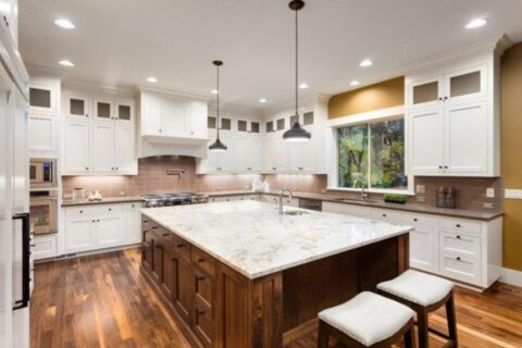 White themed kitchen with counter tops